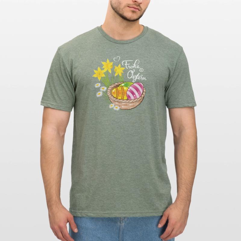 Happy Easter Easter basket Easter eggs Easter flowers eggs Unisex Polycotton T-Shirt