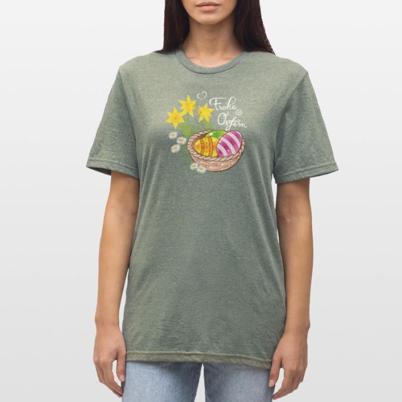 Happy Easter Easter basket Easter eggs Easter flowers eggs Unisex Polycotton T-Shirt
