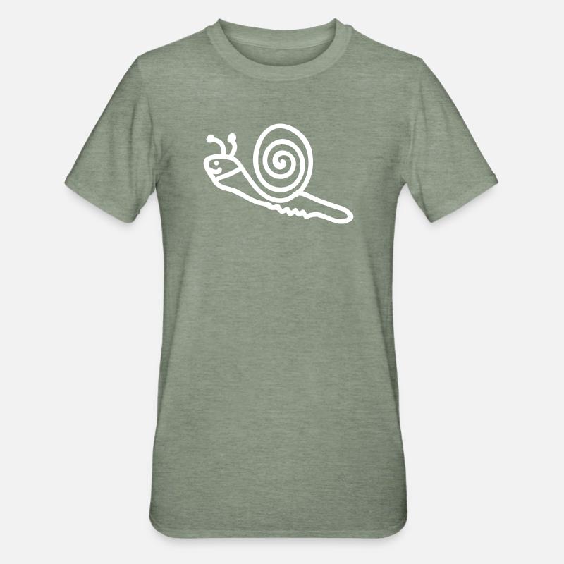 escargot - T-shirt polycoton Unisexe - vert kaki chiné
