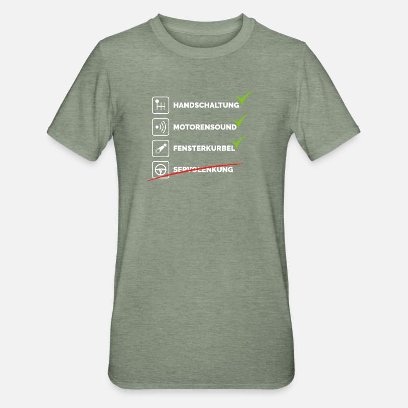 auto tuning oldtimer schrauber Handschaltung - Unisex Polycotton T-Shirt - Militärgrün meliert