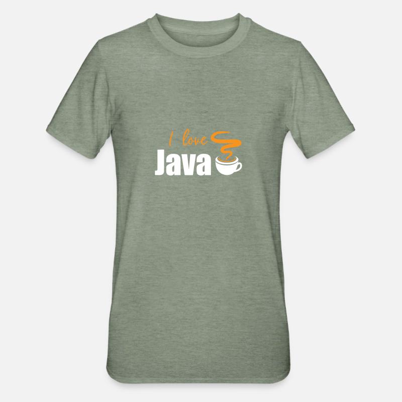 I love Java - Unisex Polycotton T-Shirt - heather military green