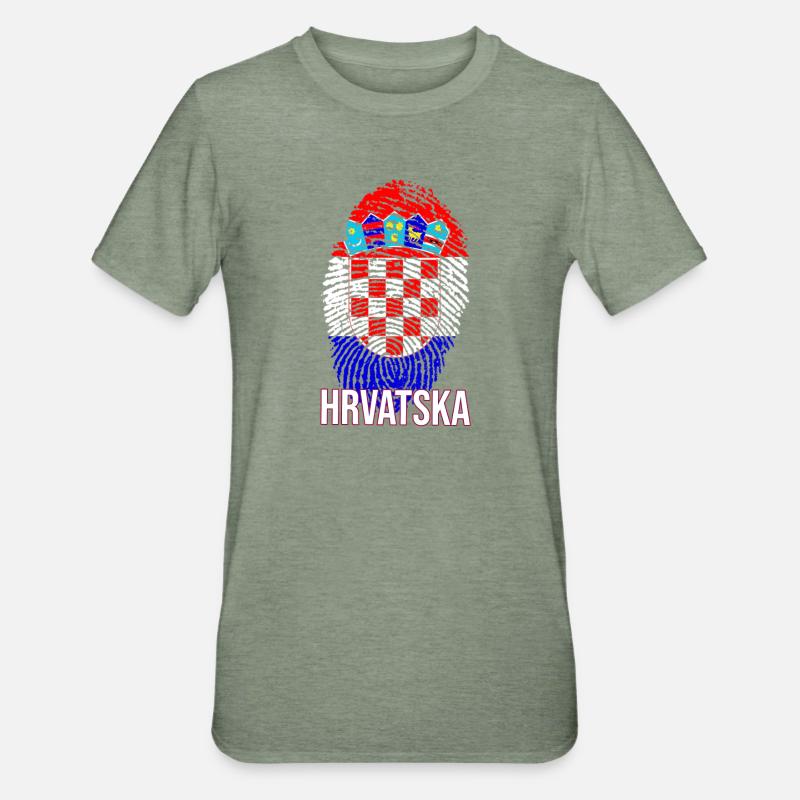 Conception HRVATSKA avec drapeau croate - T-shirt polycoton Unisexe - vert kaki chiné