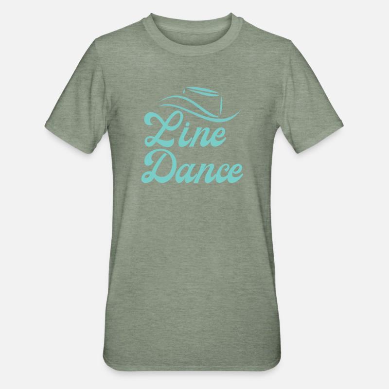 Cadeau de classe pour Line Dancer : Devise « Line Dance - T-shirt polycoton Unisexe - vert kaki chiné