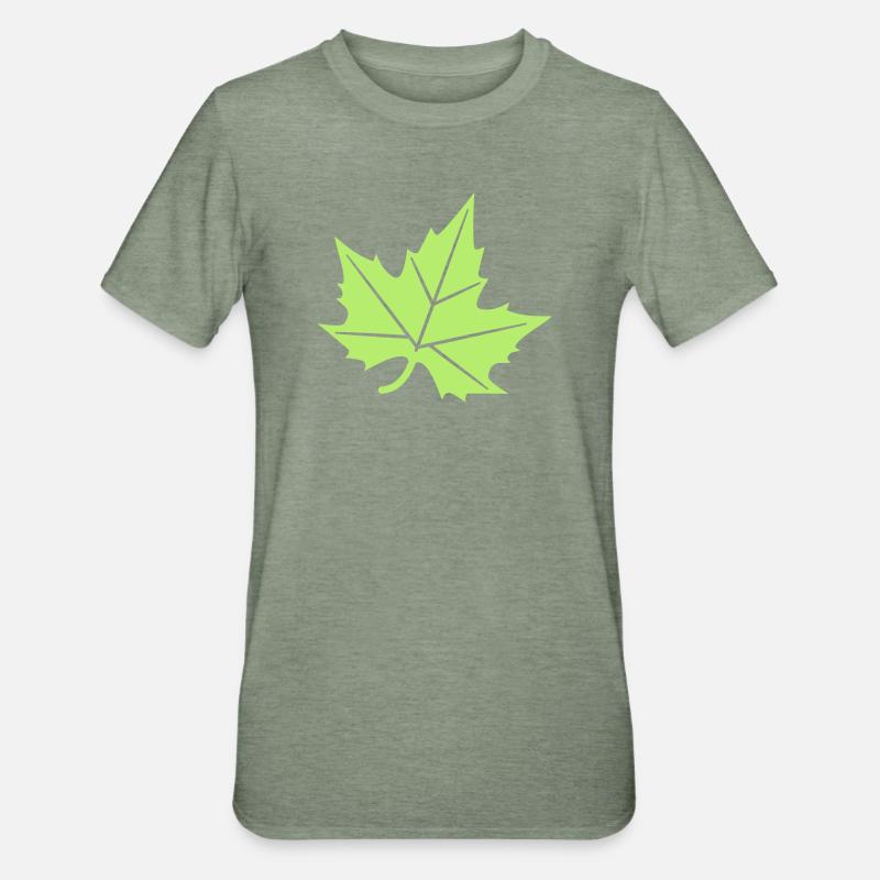 Conception de feuille de platane - T-shirt polycoton Unisexe - vert kaki chiné