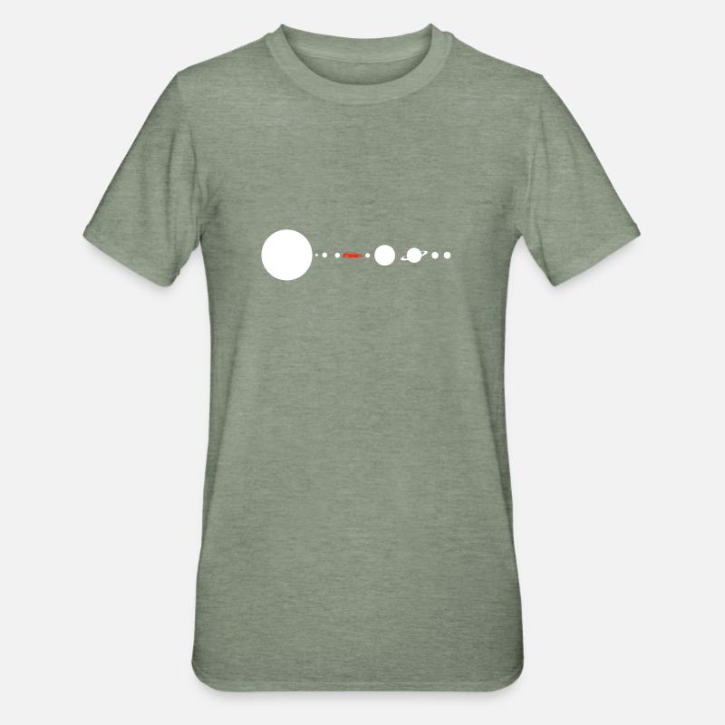 Tesla dans le système solaire spatial SpaceX - T-shirt polycoton Unisexe - vert kaki chiné