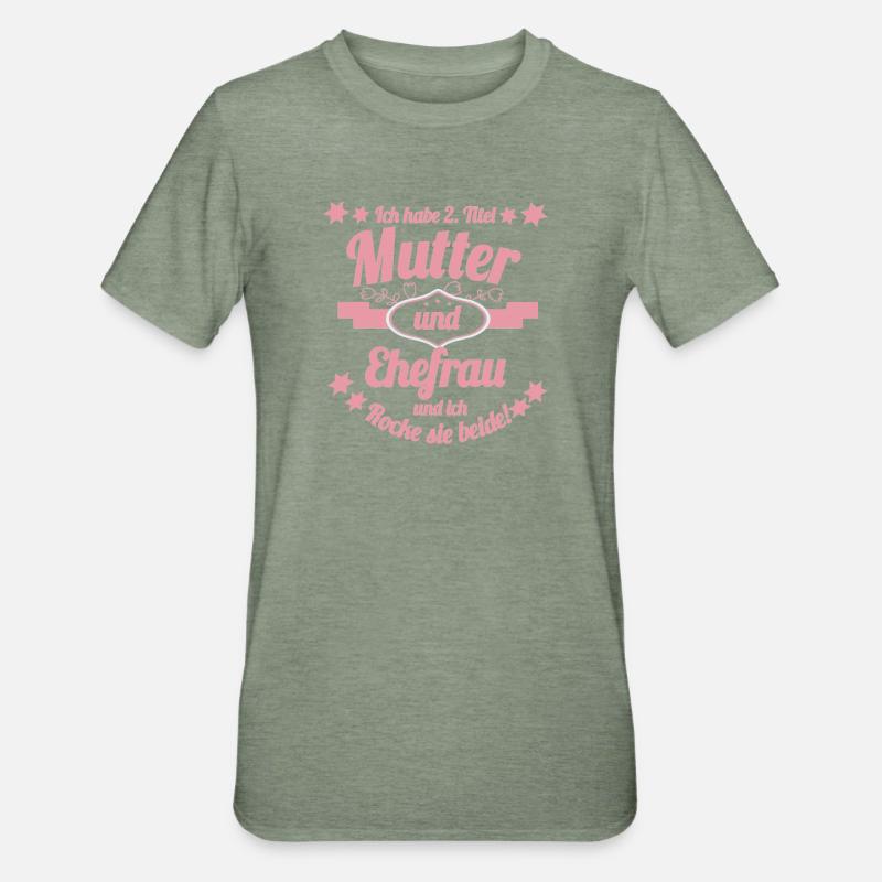 Mutter und Ehefrau Lustiger Spruch - Unisex Polycotton T-Shirt - Militärgrün meliert