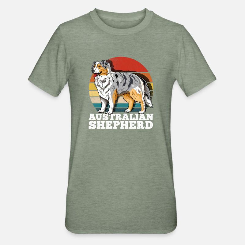 Australian Shepherd Aussie Retro - Unisex Polycotton T-Shirt - heather military green