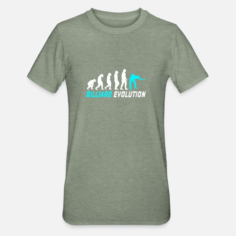 Billard Evolution Design / Geschenkidee - Unisex Polycotton T-Shirt - Militärgrün meliert