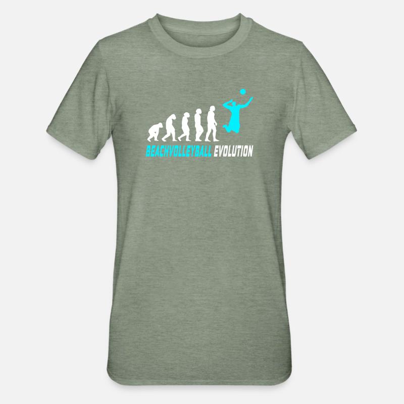 Beachvolleyball Evolution Design / Geschenkidee - Unisex Polycotton T-Shirt - Militärgrün meliert