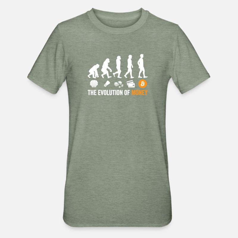 Evolution de l’argent bitcoin - T-shirt polycoton Unisexe - vert kaki chiné