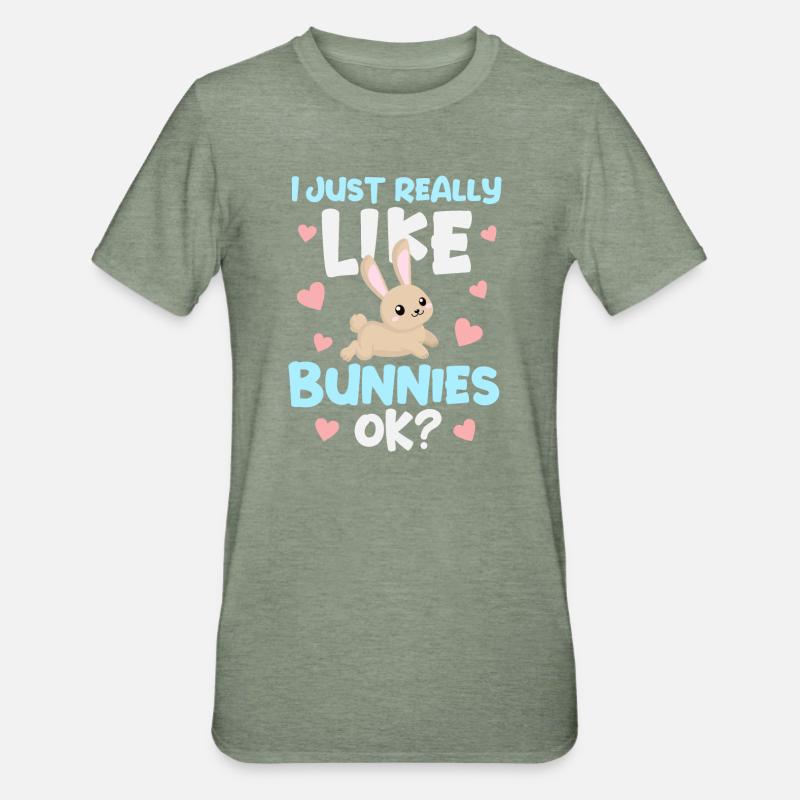 Rabbit Rabbit - Unisex Polycotton T-Shirt - heather military green