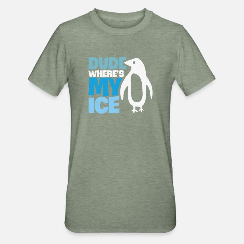 Penguin Global Warming Climate Change - Unisex Polycotton T-Shirt - heather military green