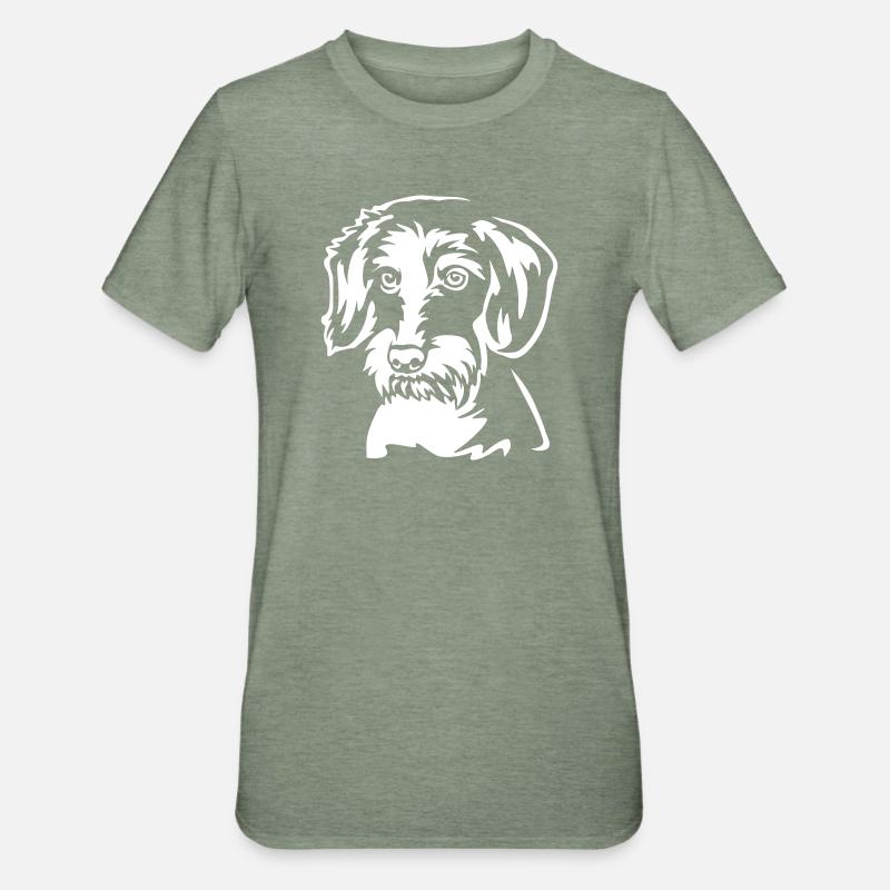 Tête de teckel « BlackEdition » - T-shirt polycoton Unisexe - vert kaki chiné