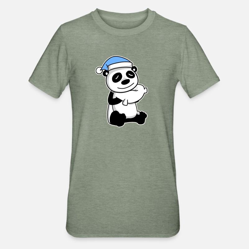 Panda Bébé - T-shirt polycoton Unisexe - vert kaki chiné