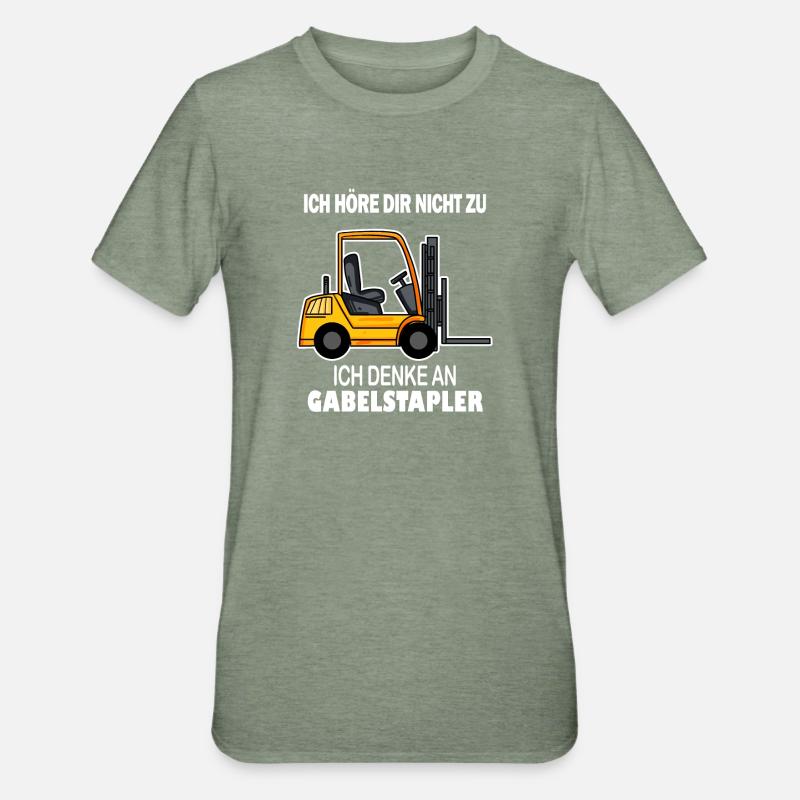 Staplerfahrer Gabelstapler Stapler - Unisex Polycotton T-Shirt - Militärgrün meliert