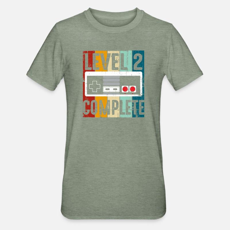 Level 2 Complete Retro Console - Unisex Polycotton T-Shirt - heather military green