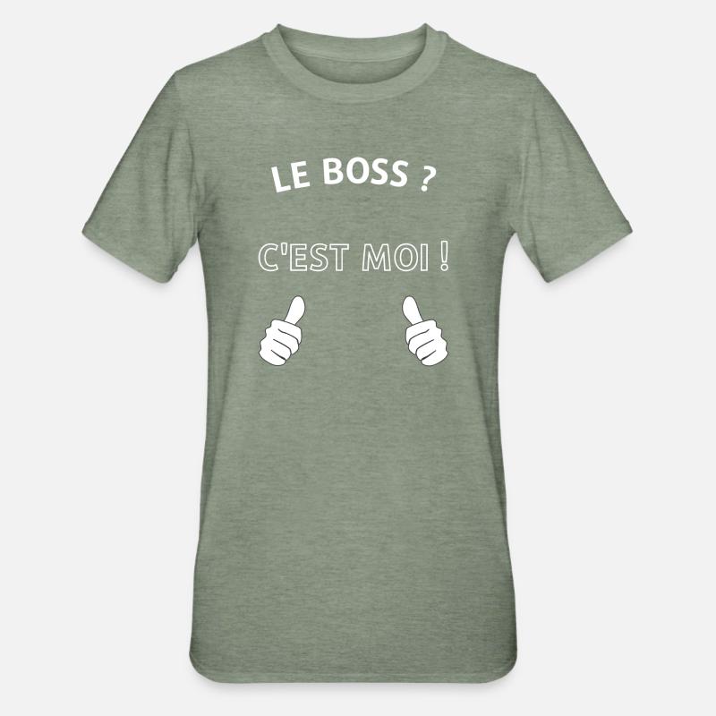 Le chef c'est moi - T-shirt polycoton Unisexe - vert kaki chiné
