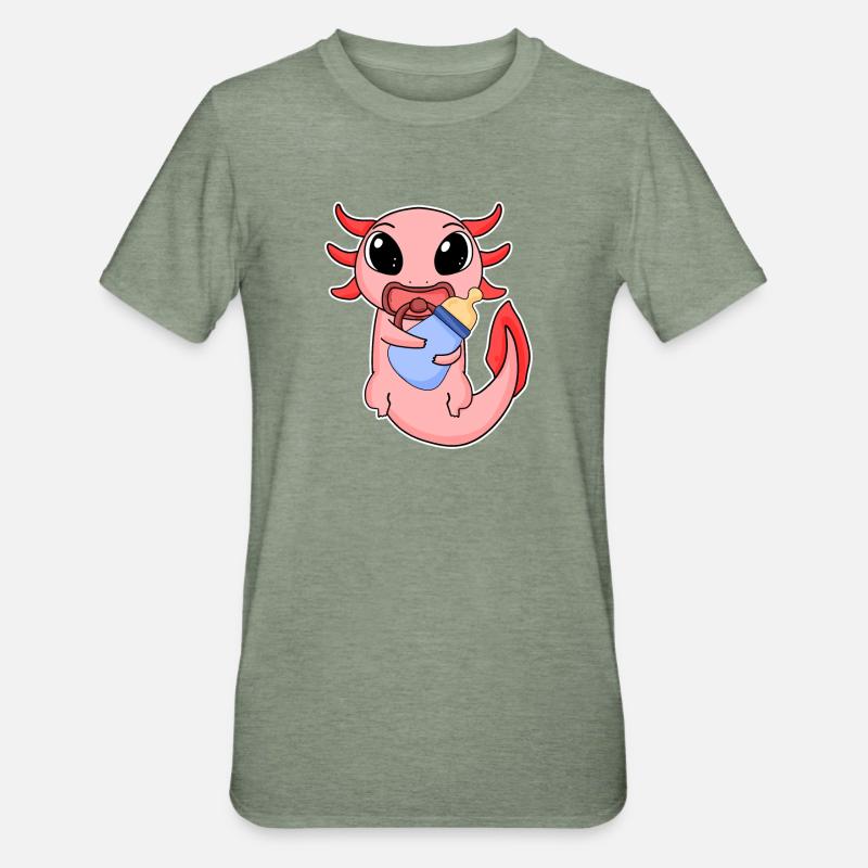 Bébé Axolotl - T-shirt polycoton Unisexe - vert kaki chiné