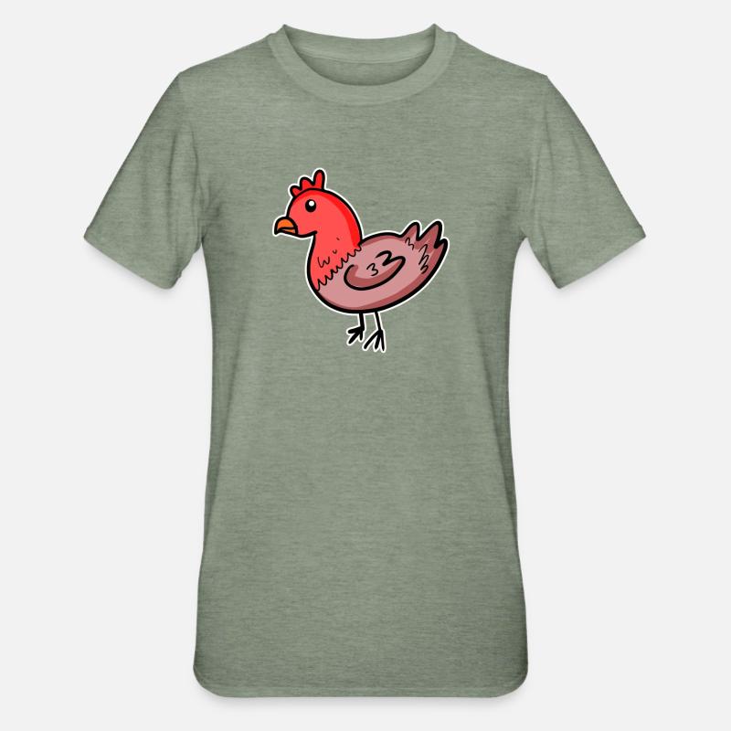 Bande dessinée de poulet - T-shirt polycoton Unisexe - vert kaki chiné