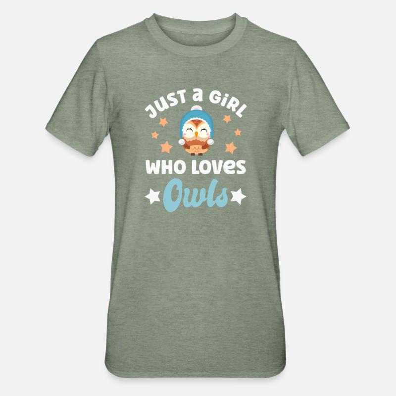 Eule Eulen - Unisex Polycotton T-Shirt - Militärgrün meliert