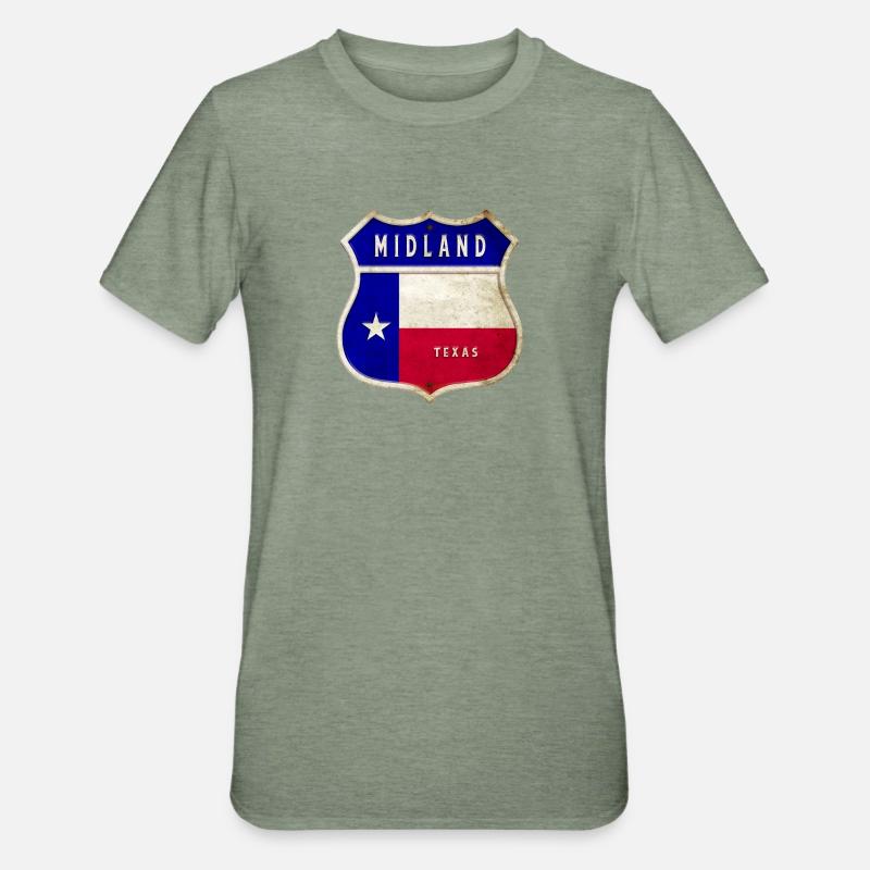 Midland Texas crest flag design - Unisex Polycotton T-Shirt - heather military green