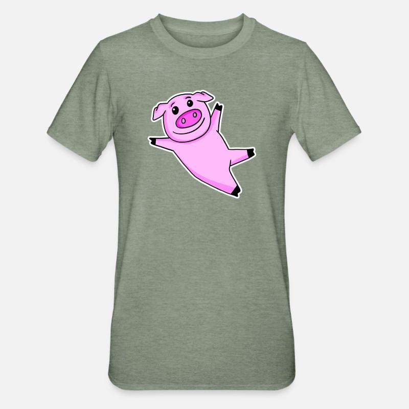 Cochon mignon - T-shirt polycoton Unisexe - vert kaki chiné
