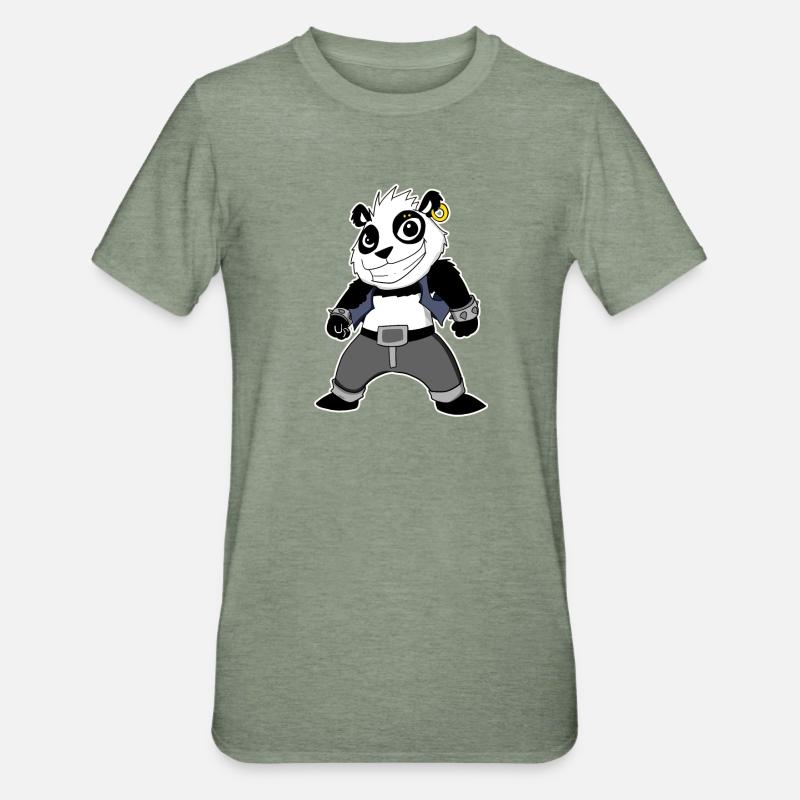 Cool Panda - T-shirt polycoton Unisexe - vert kaki chiné