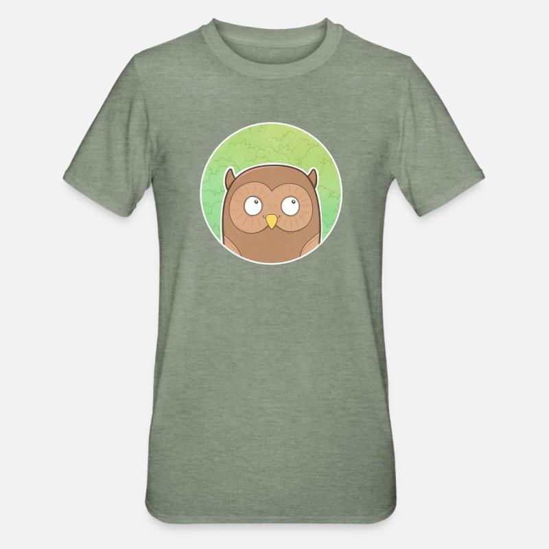 Eule - Unisex Polycotton T-Shirt - Militärgrün meliert