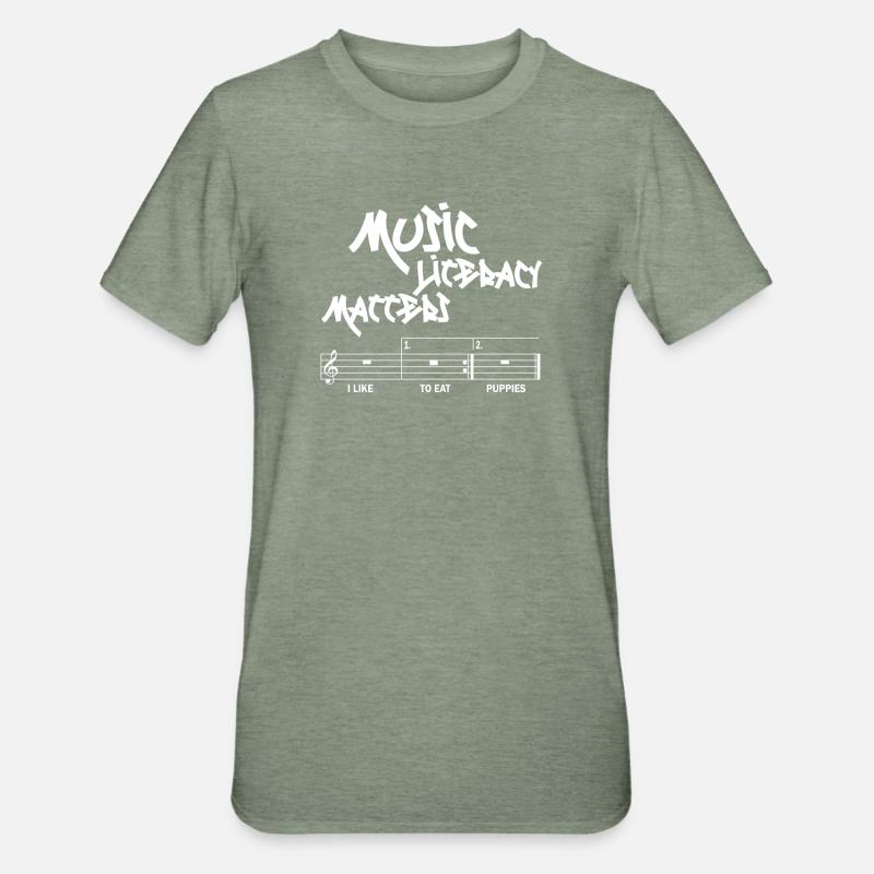 La littératie musicale, ça compte - T-shirt polycoton Unisexe - vert kaki chiné