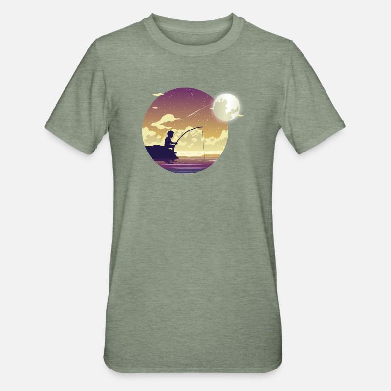 Mondscheinfischer - Unisex Polycotton T-Shirt - Militärgrün meliert