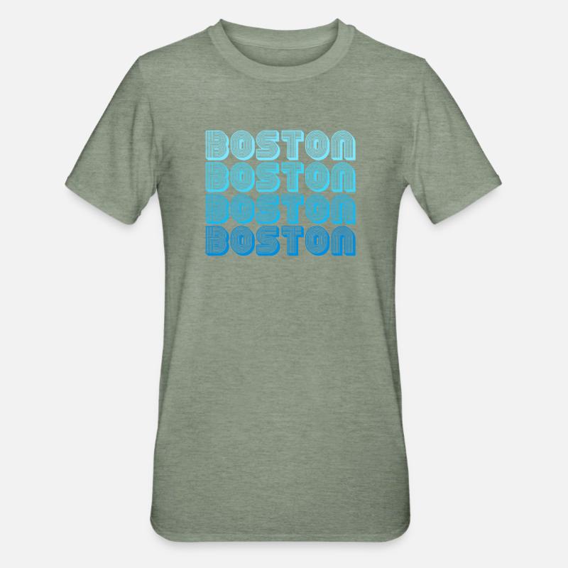 Boston Repeat Pattern Blue Gradient - Unisex Polycotton T-Shirt - heather military green