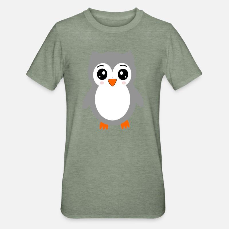 graue Eule - Unisex Polycotton T-Shirt - Militärgrün meliert