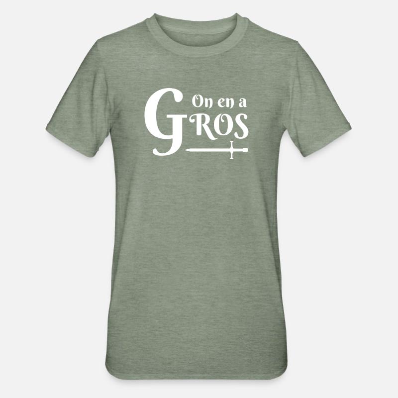 chevalier, épée, perceval, karadoc, merlin - T-shirt polycoton Unisexe - vert kaki chiné