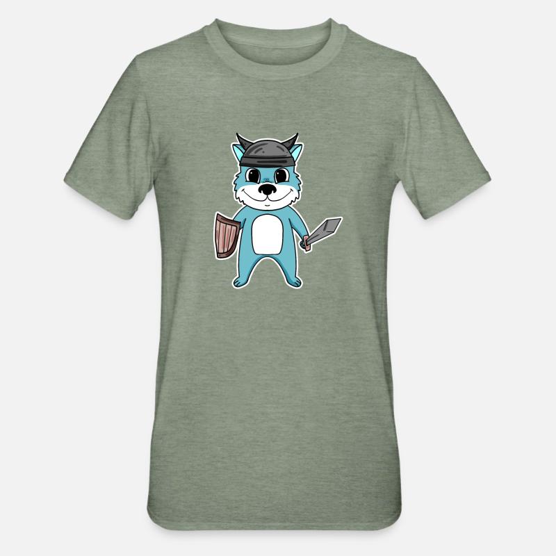 Wikinger Wolf - Unisex Polycotton T-Shirt - Militärgrün meliert