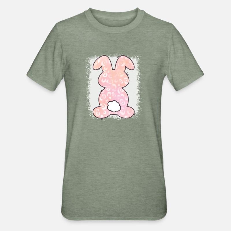Leopard Print Bleached Easter - Unisex Polycotton T-Shirt - heather military green