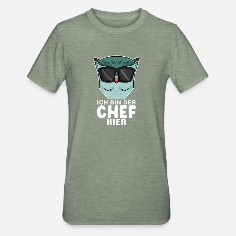 Cool Eule Chef - Unisex Polycotton T-Shirt - Militärgrün meliert