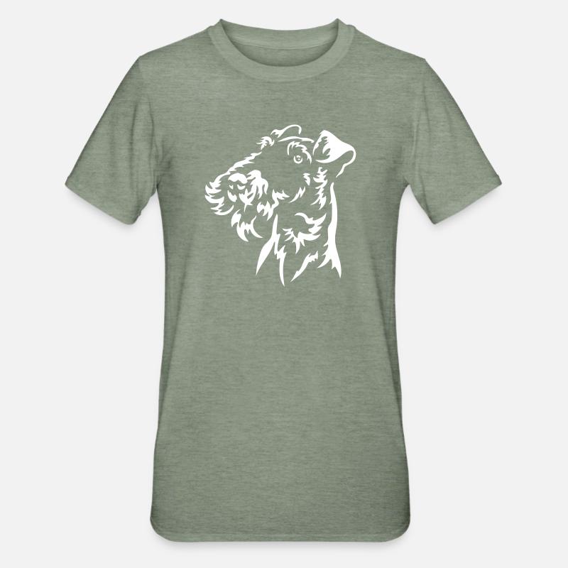 Fox Terrier Head « Black Edition » - T-shirt polycoton Unisexe - vert kaki chiné