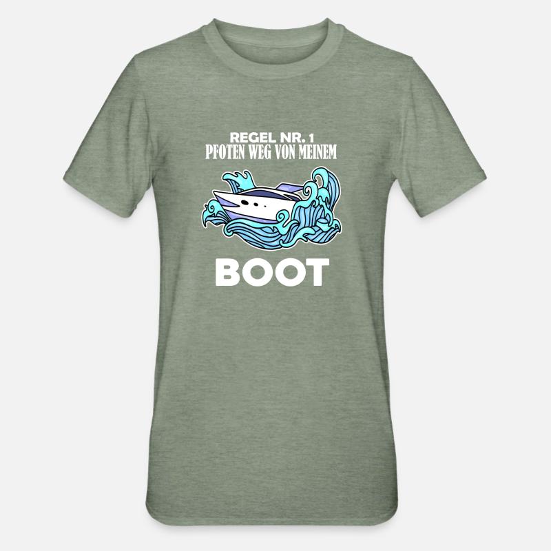Boote Motorboot - Unisex Polycotton T-Shirt - Militärgrün meliert