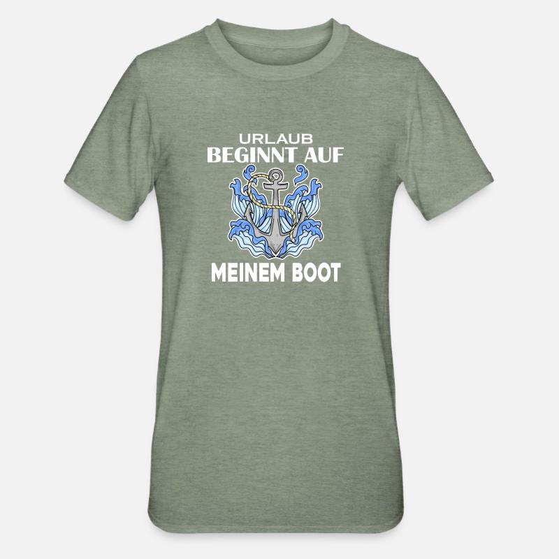 Urlaub Boot - Unisex Polycotton T-Shirt - Militärgrün meliert
