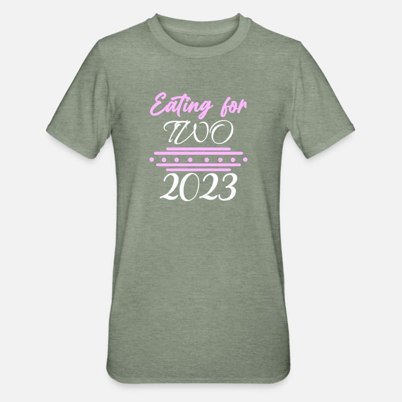Grossesse Gémeaux 2023 - T-shirt polycoton Unisexe - vert kaki chiné