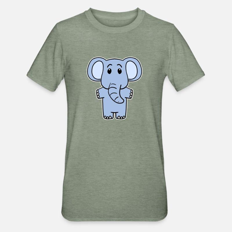 Mignon petit éléphant - T-shirt polycoton Unisexe - vert kaki chiné