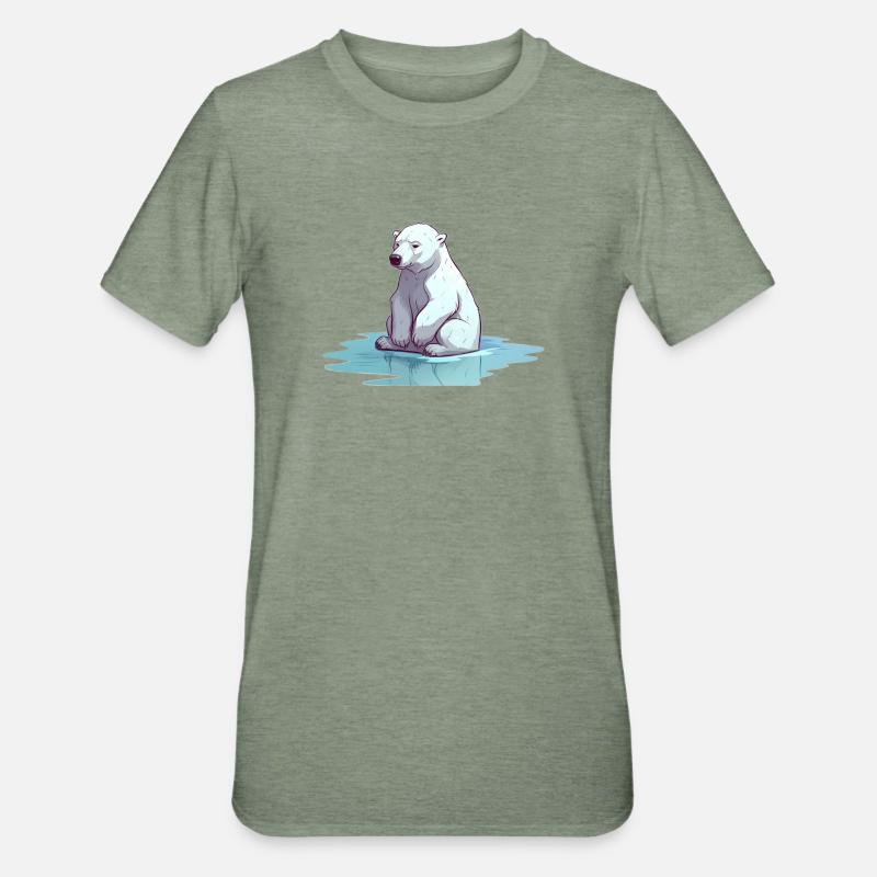 Polar bear without ice Climate change - Unisex Polycotton T-Shirt - heather military green
