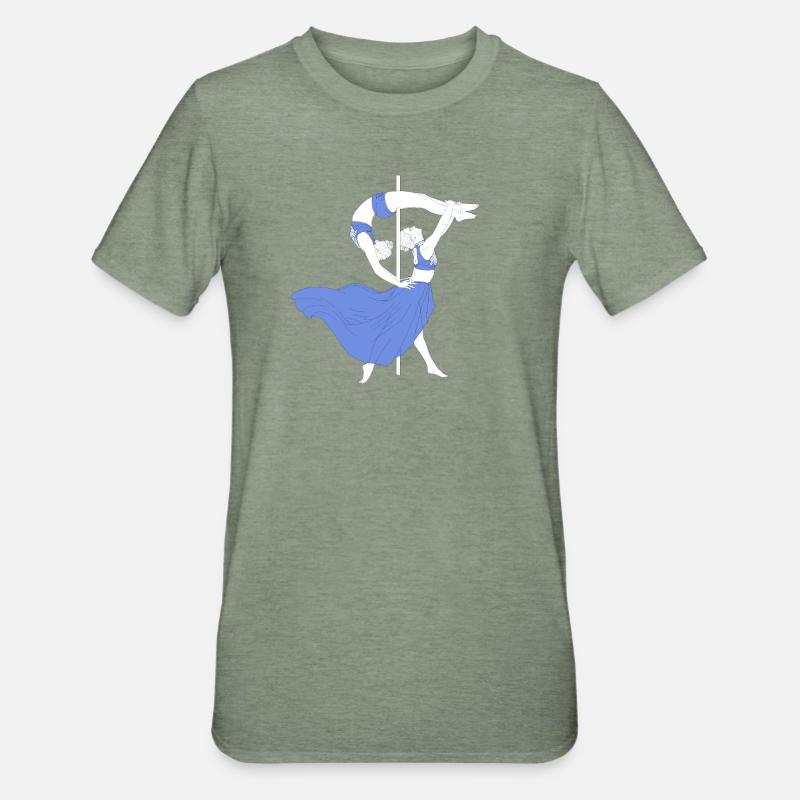 Pole Dance Blue Impression - Unisex Polycotton T-Shirt - heather military green