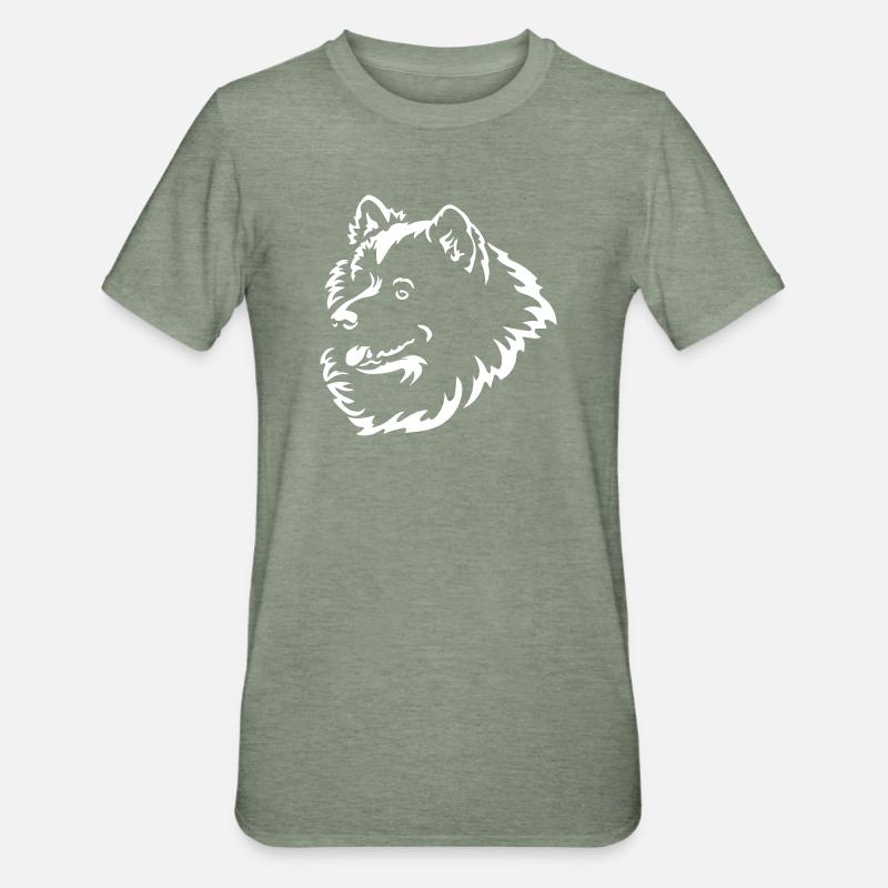 Samoyède Head « Black Edition » - T-shirt polycoton Unisexe - vert kaki chiné