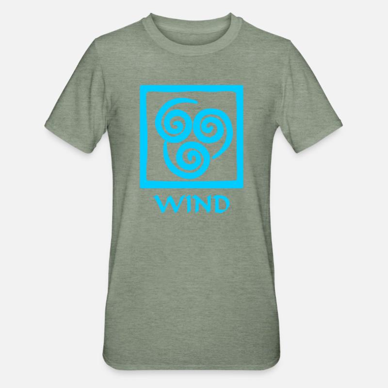 Symbol des Windes blauer Text 'WIND' - Unisex Polycotton T-Shirt - Militärgrün meliert