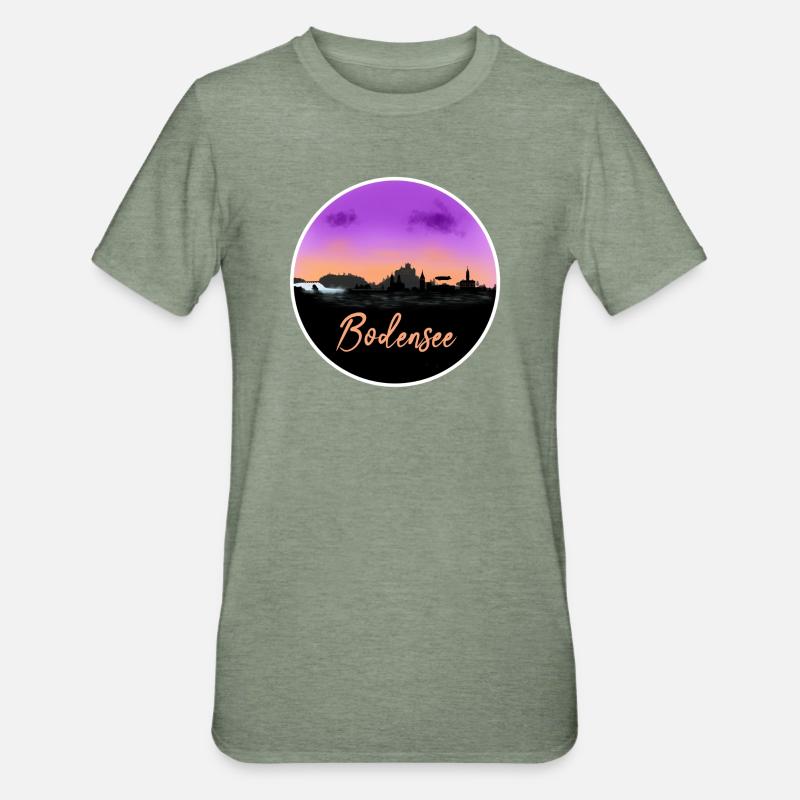 Lac de Constance Fineline Skyline - T-shirt polycoton Unisexe - vert kaki chiné