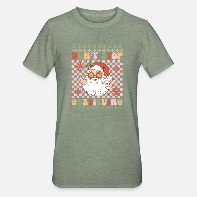 Pull de Noël moche - T-shirt polycoton Unisexe - vert kaki chiné