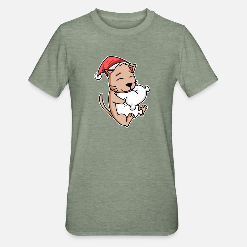 Chat - T-shirt polycoton Unisexe - vert kaki chiné