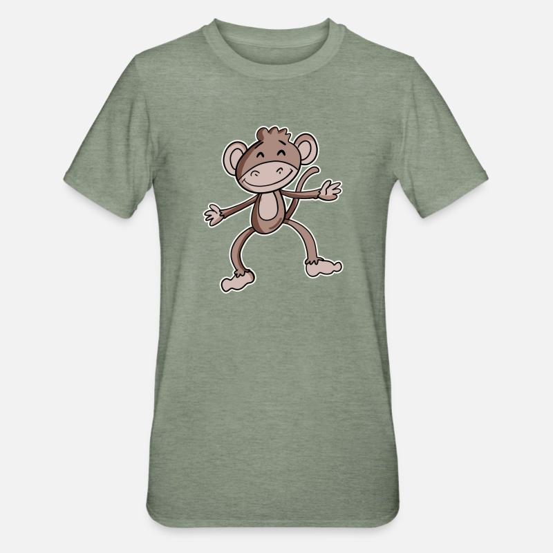 Monkey - Unisex Polycotton T-Shirt - heather military green