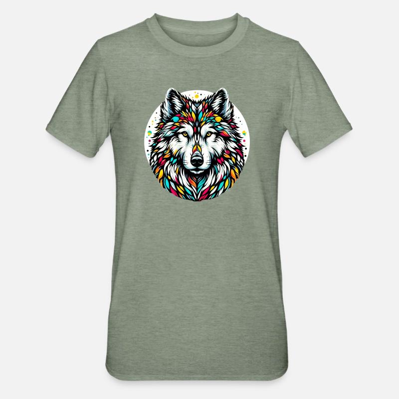 Wolf - Unisex Polycotton T-Shirt - heather military green